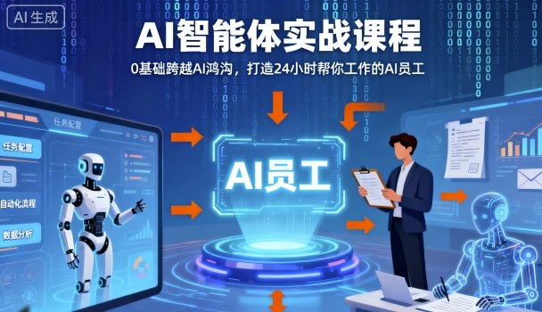 Ai智能体实战课程，0基础跨越Ai鸿沟，打造24小时帮你工作的Ai员工，打破常规，以实战定义Ai-易网创
