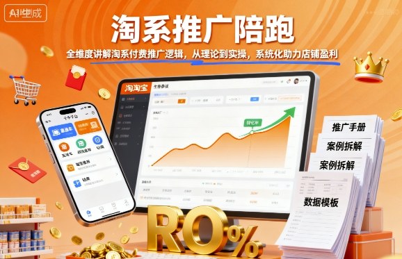 淘系推广陪跑，全维度讲解淘系付费推广逻辑，从理论到实操，系统化助力店铺盈利-易网创
