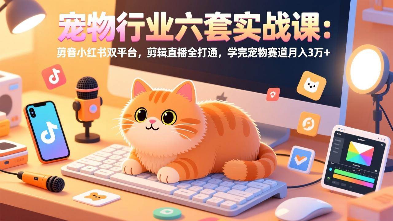 (17411期)宠物行业六套实战课:抖音小红书双平台,剪辑直播全打通,学完宠物赛道月入3万+-易网创