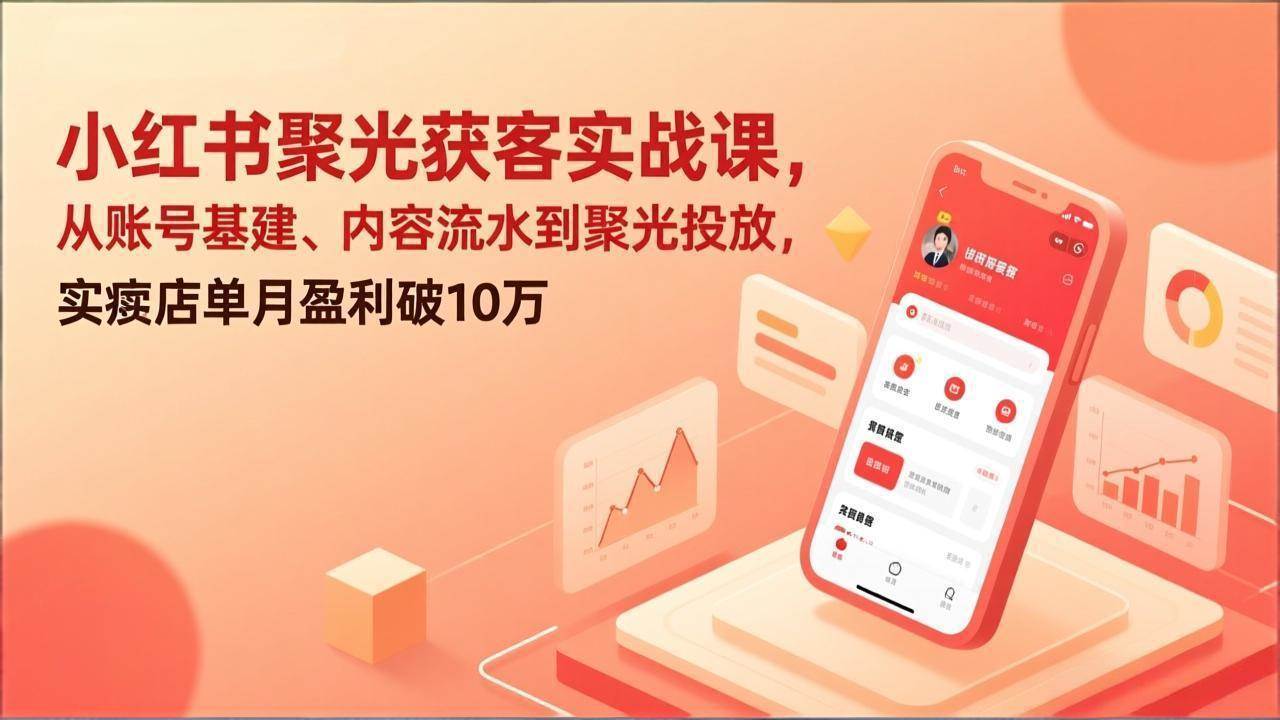 （17377期）小红书聚光获客实战课，从账号基建、内容流水到聚光投放，实体店单月盈利破10万-易网创