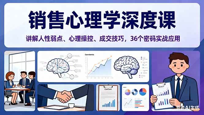 （16456期）销售心理学深度课，讲解人性弱点、心理操控、成交技巧，36个密码实战应用-易网创