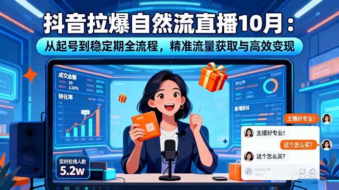 （16339期）抖音拉爆自然流直播10月：从起号到稳定期全流程，精准流量获取与高效变现-易网创