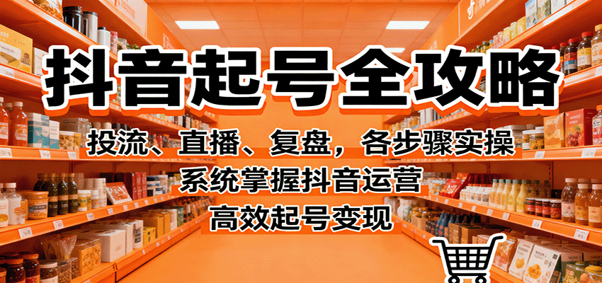 抖音起号全攻略，投流、直播、复盘，各步骤实操，系统掌握抖音运营，高效起号变现-易网创