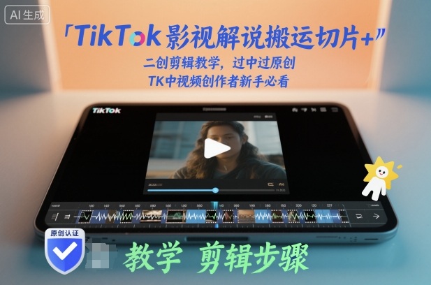 TikTok影视解说搬运切片+二创剪辑教学，过中过原创，TK中视频创作者新手必看-易网创