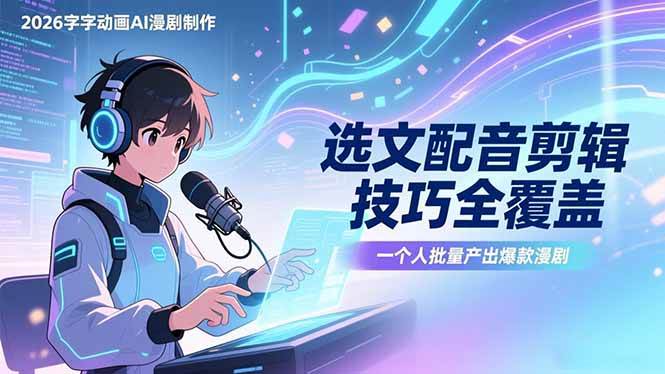 (17477期)2026字字动画AI漫剧制作-1期,选文配音剪辑技巧全覆盖,一个人就能批量产出爆款漫剧 (17477期)2026字字动画AI漫剧制作-1期,选文配音剪辑技巧全覆盖,一个人就能批量产出爆款漫剧