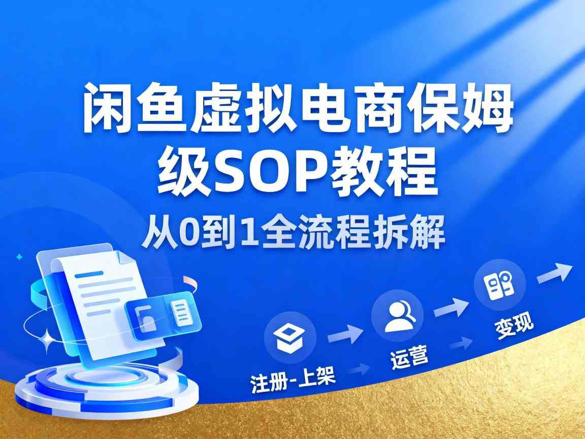 闲鱼虚拟电商，月入轻松过1W，保姆级SOP教程-易网创