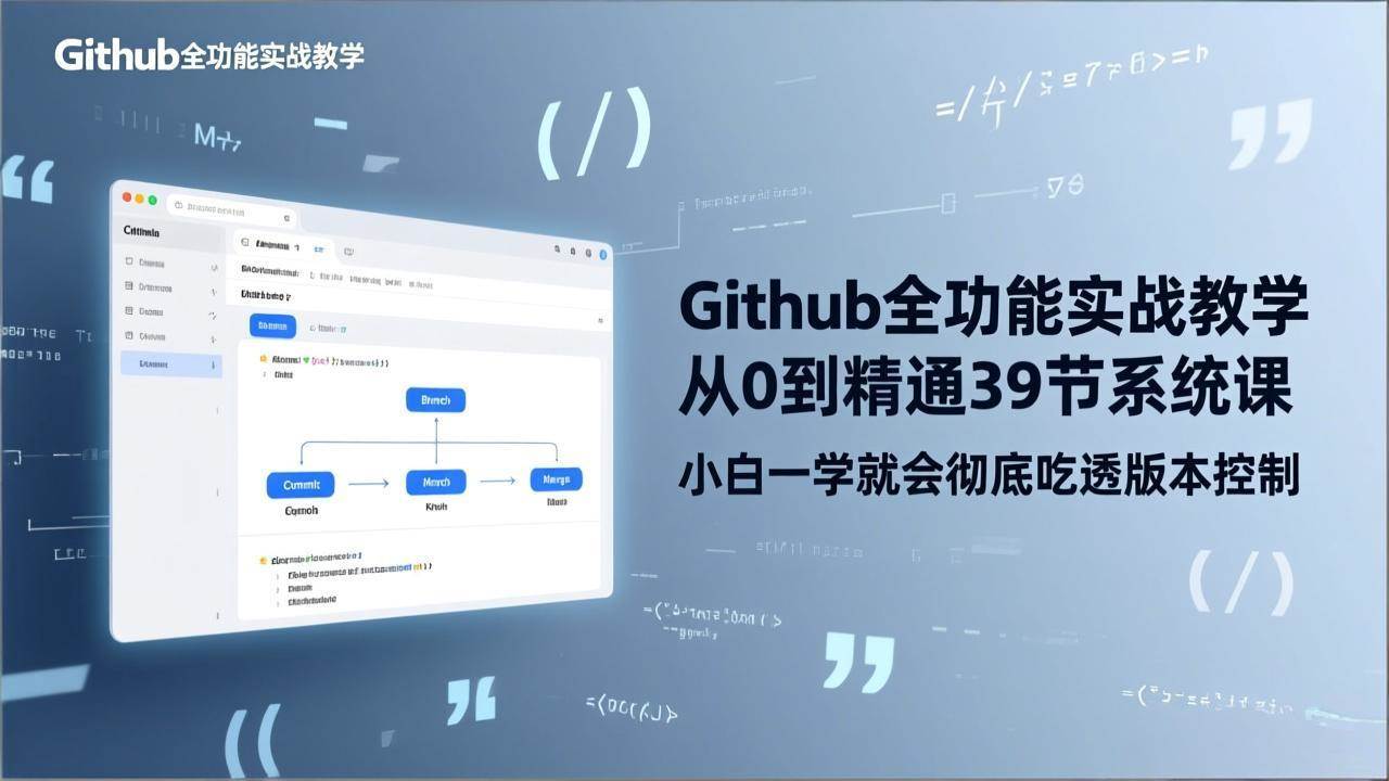 （17501期）GitHub-全功能实战教学，从0到精通39节系统课，小白一学就会彻底吃透版本控制-易网创