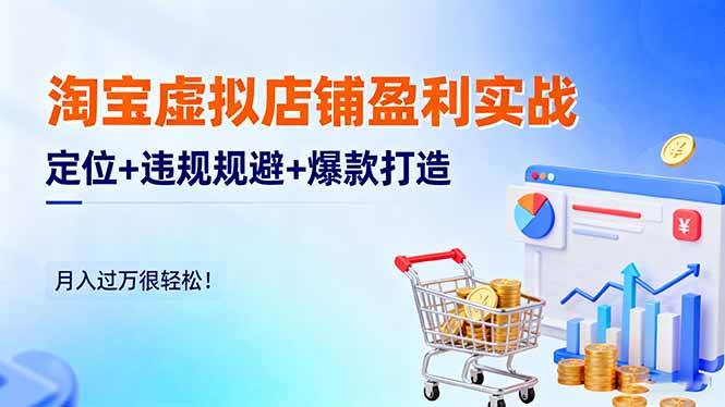 （16387期）淘宝虚拟店铺盈利实战：定位+违规规避+爆款打造，月入过万很轻松！-易网创