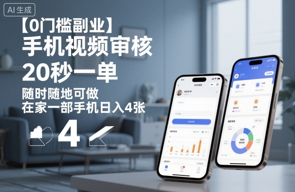 【0门槛副业】手机视频审核，20秒一单，随时随地可做，在家一部手机日入4张【揭秘】-易网创