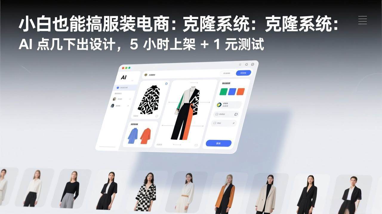 (17411期)小白也能搞服装电商:克隆系统:AI 点几下出设计,5 小时上架 + 1 元测试-易网创