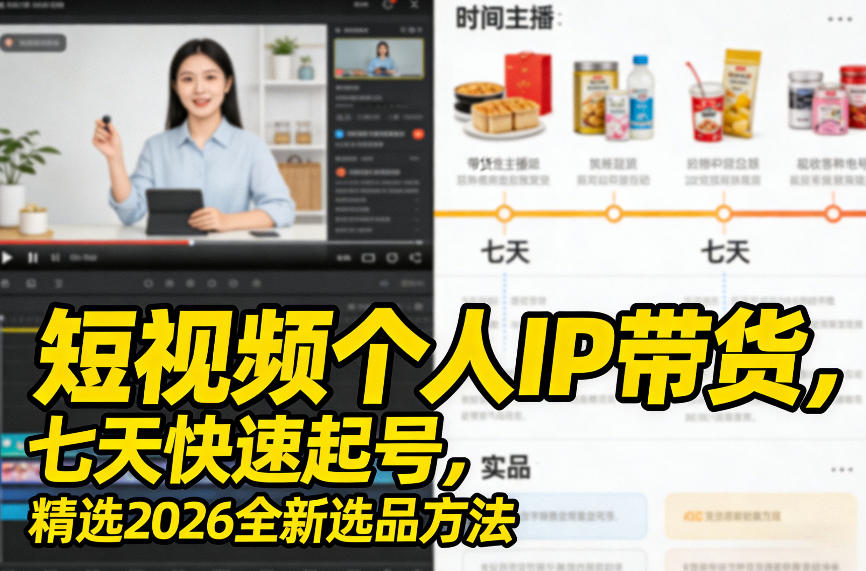 短视频个人IP带货，七天快速起号，精选2026全新选品方法-易网创