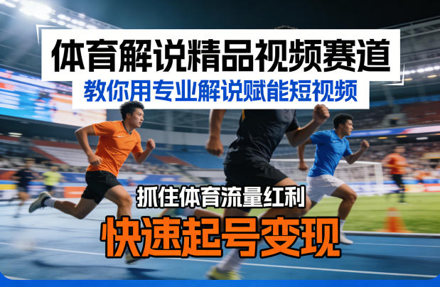 体育解说精品视频赛道，教你用专业解说赋能短视频，抓住体育流量红利，快速起号变现-易网创