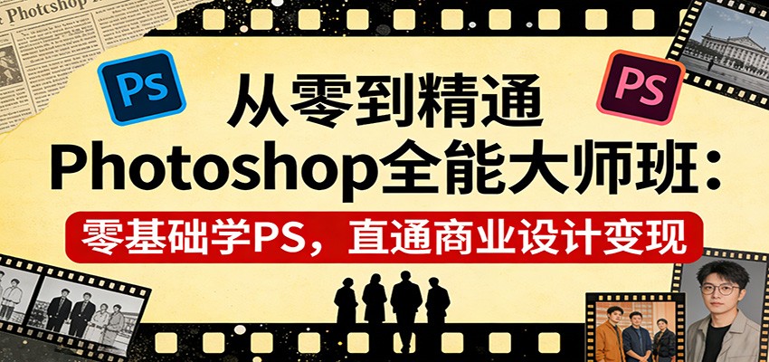 从零到精通Photoshop全能大师班：零基础学PS，直通商业设计变现-易网创
