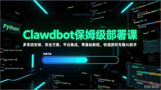 （17343期）Clawdbot保姆级部署课，多系统安装、安全方案、平台集成，零基础教程，快速拥有专属AI助手-易网创