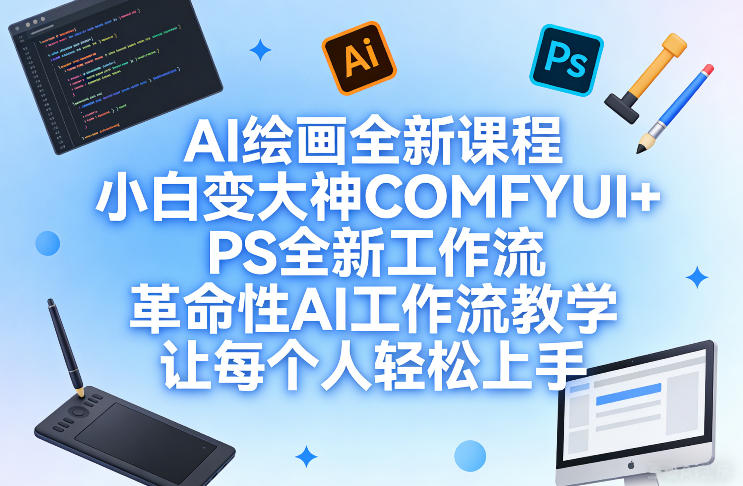 AI绘画全新课程，小白变大神COMFYUI+PS全新工作流，革命性AI工作流教学，让每个人轻松上手-易网创