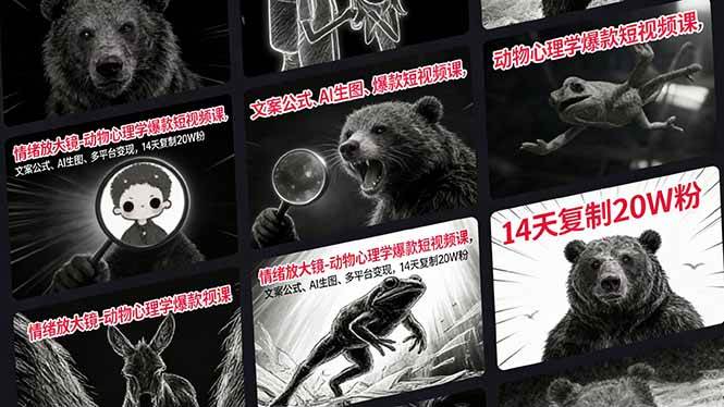 （17376期）情绪放大镜-动物心理学爆款短视频课，文案公式、AI生图、多平台变现，14天复制20W粉-易网创