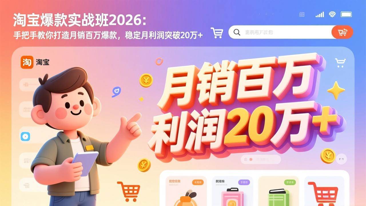 （17401期）淘宝爆款实战班-2026年2月更新：手把手教你打造月销百万爆款，稳定月利润突破20万+-易网创