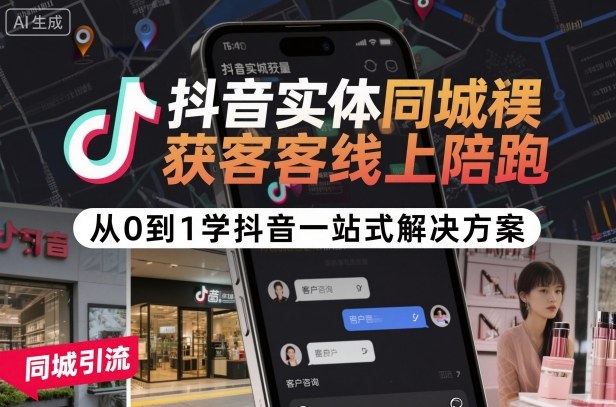 抖音实体同城获客线上陪跑，从0到1学抖音一站式解决方案-易网创